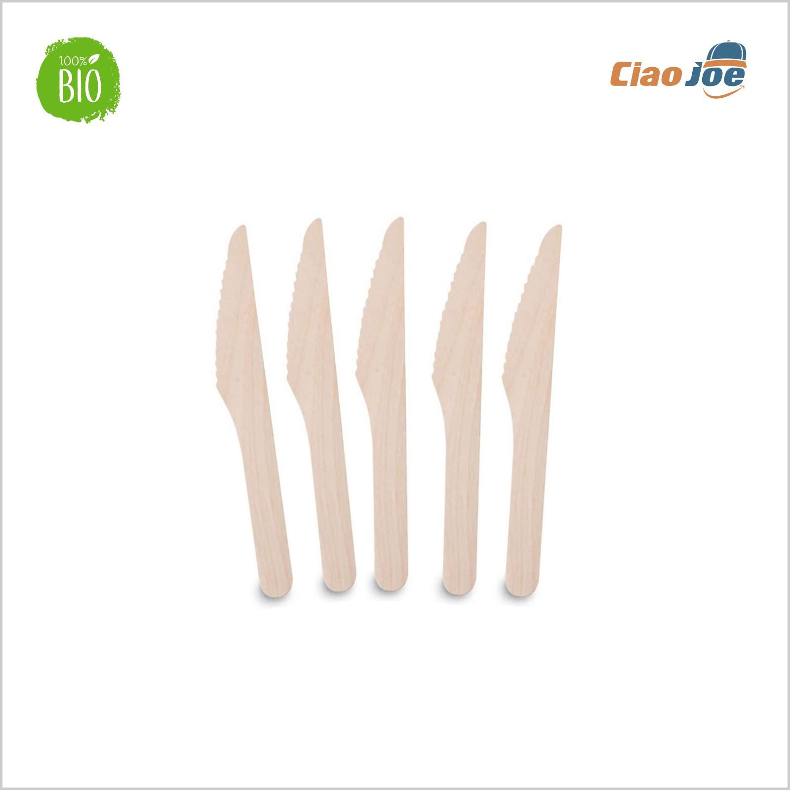 Coltelli Monouso in Legno Compostabili – 100 pz - Ciao Joe