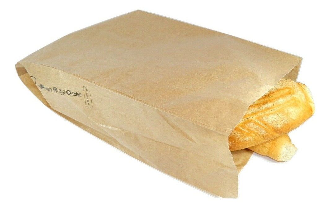 PZ 100 Sacchetti Carta Anti Grasso 17x35 Cm - Formato Medio - Buste Marroni Per Pane, Pizzette, Biscotti - Ideali Per Panifici E Bar