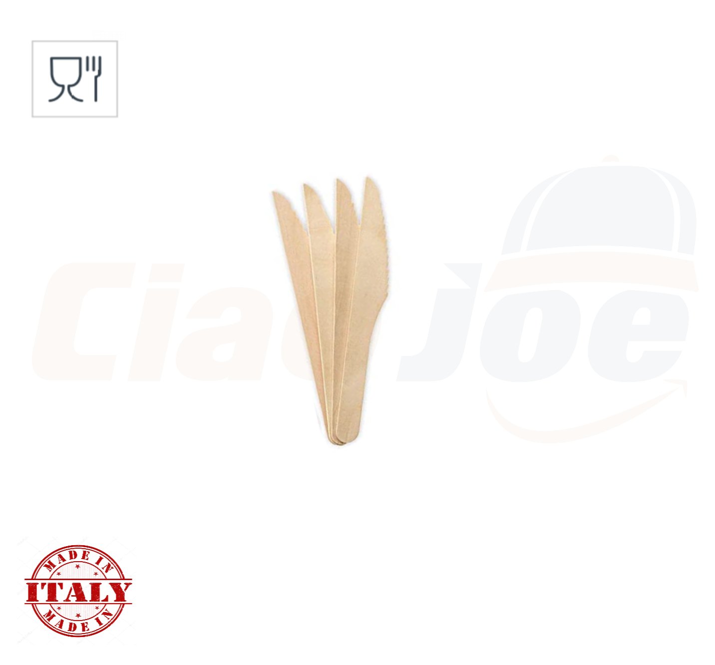 100 Coltelli Monouso in Legno posate Biodegradabili coltello Compostabile - Ciao Joe