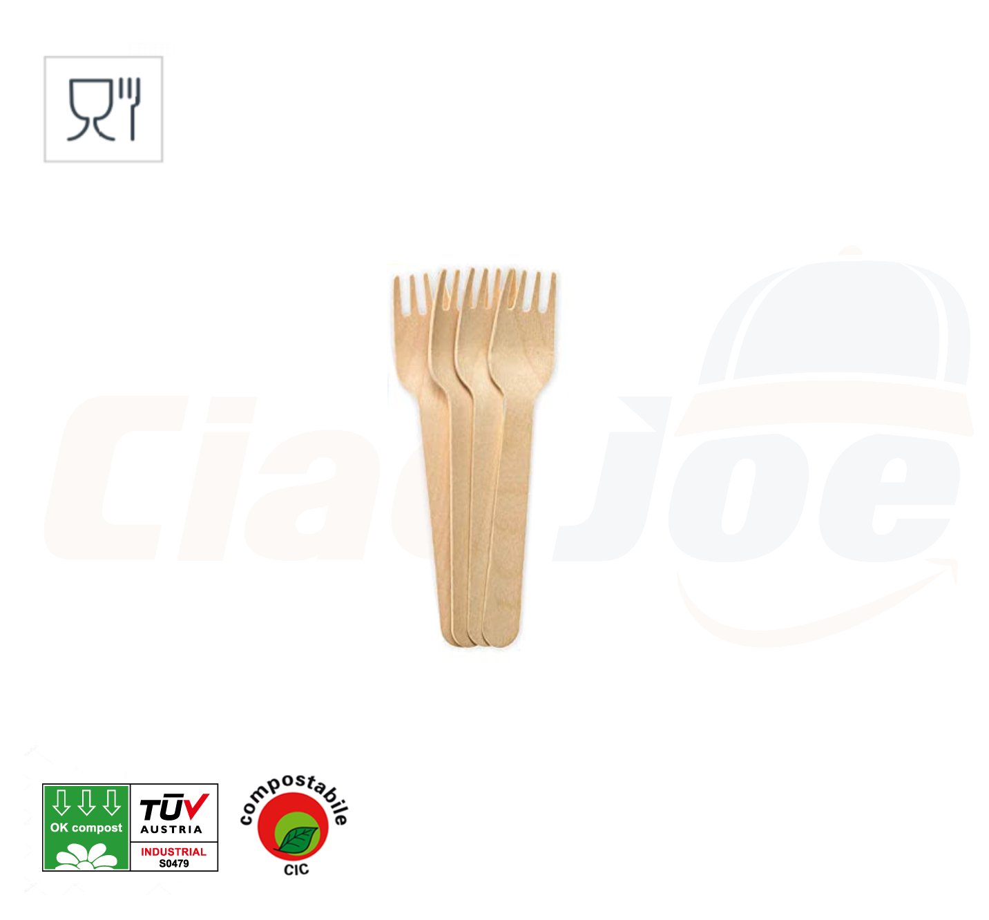 100 Forchette Monouso in Legno posate Biodegradabili forchettine Compostabili - Ciao Joe