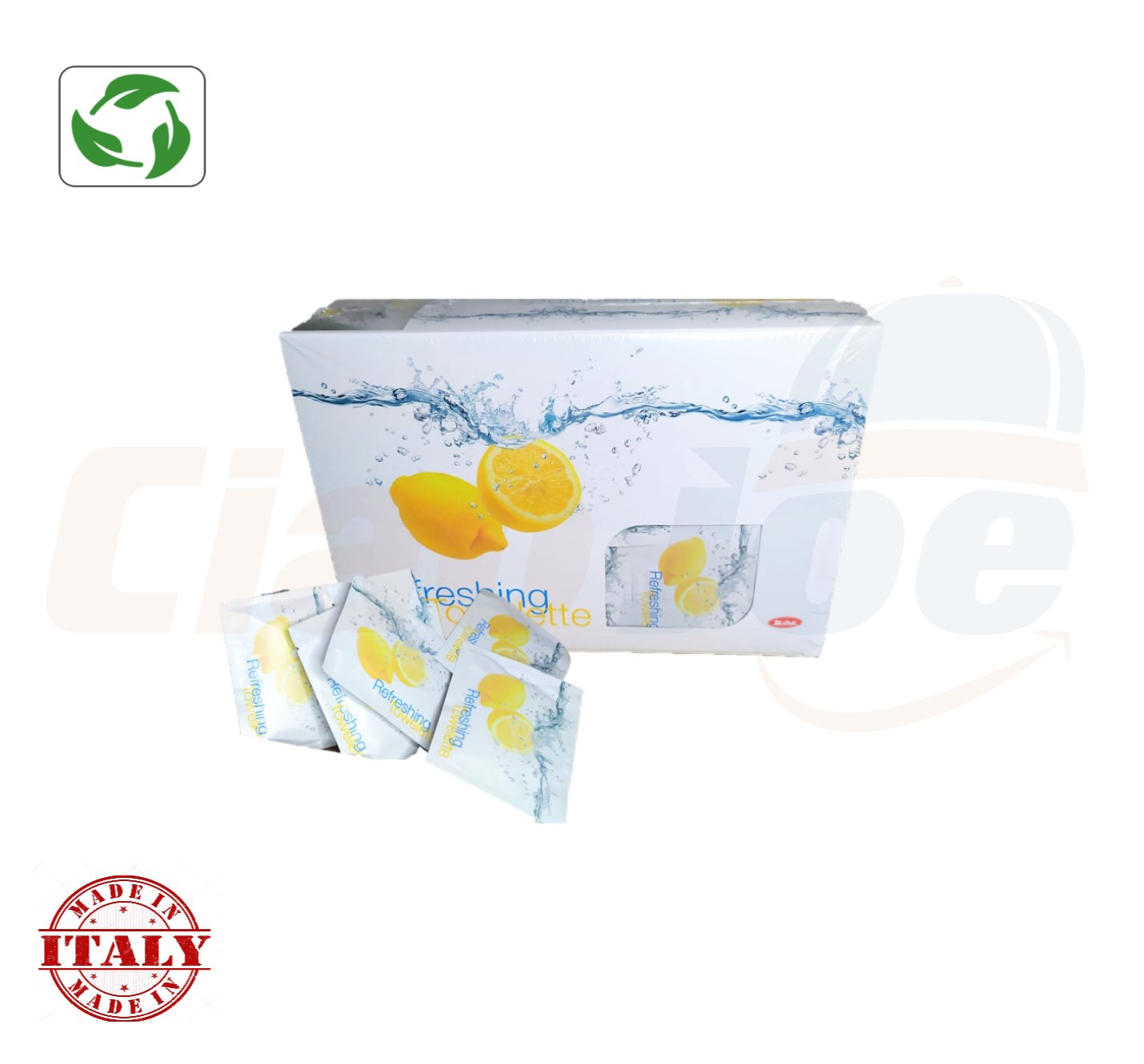 100 SALVIETTINE RINFRESCANTI LIMONE LINEA CORTESIA IGIENIZZATE IMBUSTATE SINGOLE - Ciao Joe