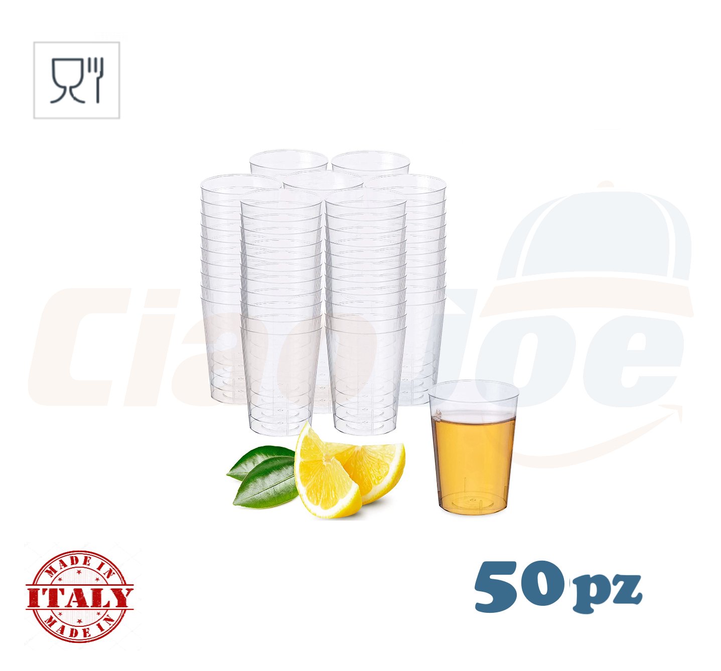 50 Bicchierini Shot 25ml per Cicchetto Chupito Bicchieri Plastica degustazione - Ciao Joe