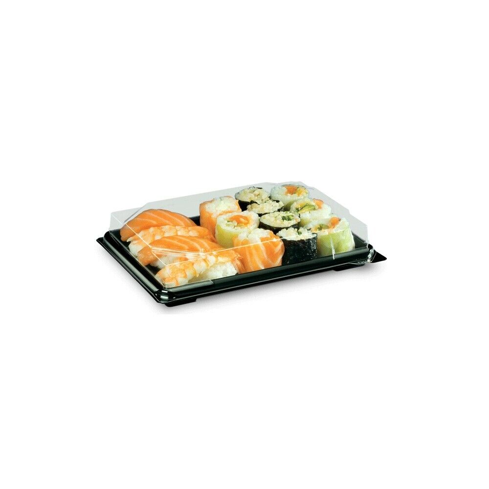 50 VASCHETTE SUSHI NERE CON COPERCHIO PER ASPORTO ALIMENTI E SASHIMI SUSHIBOX - Ciao Joe