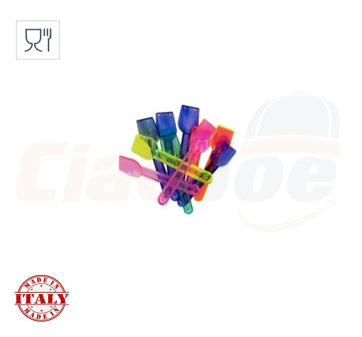 500 PALETTE GELATO CUCCHIAINI PLASTICA 800 GR. CUCCHIAI MULTICOLORE - Ciao Joe