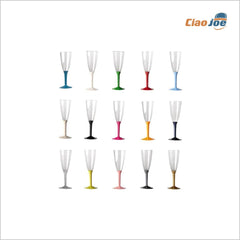 Bicchiere Flute in Plastica – Per Brindisi, con Base Colorata o Trasparente - Ciao Joe