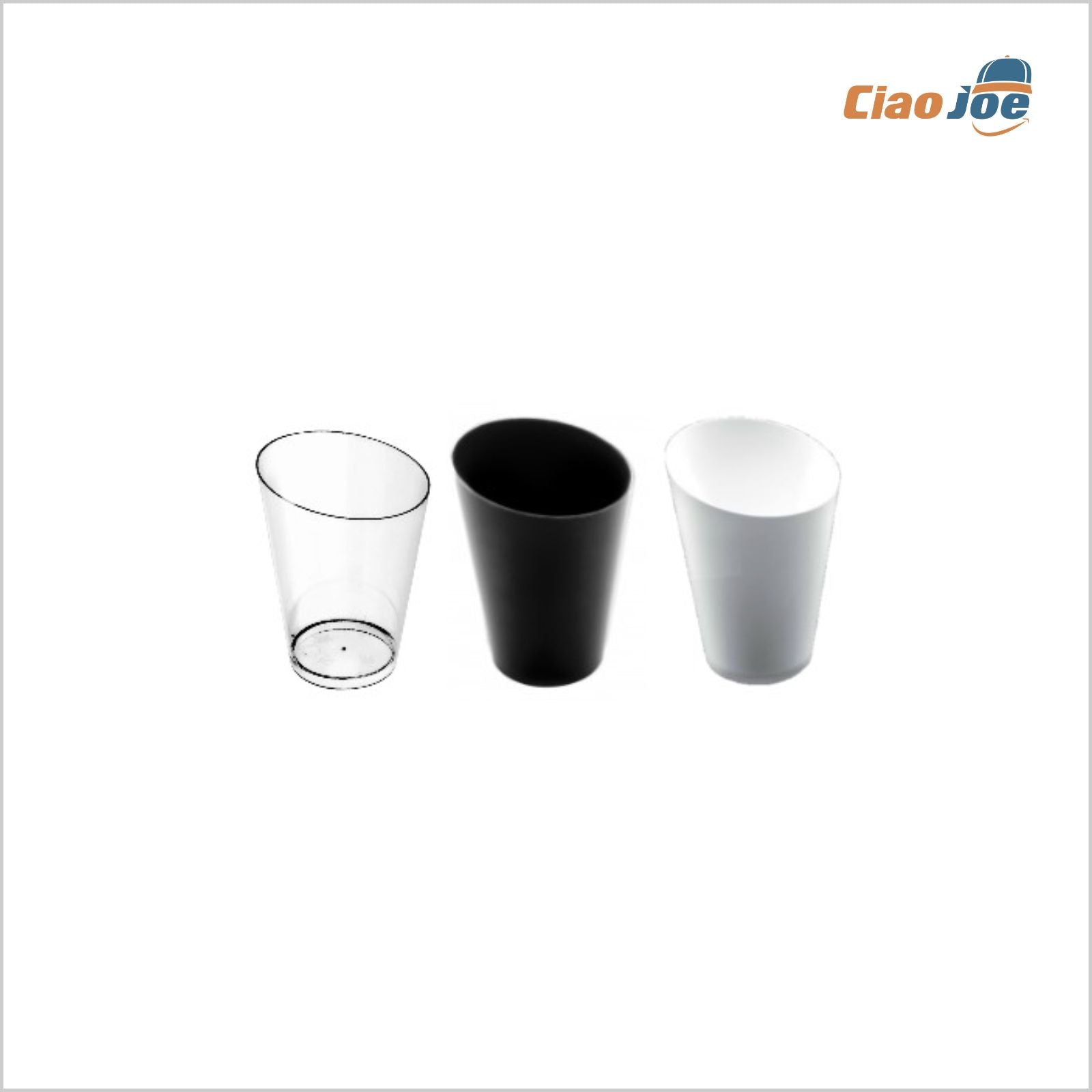 Bicchieri Conici 75 cc – Ø 50 mm, Bianco/Nero/Trasparente per Finger Food e Catering 25 pz - Ciao Joe
