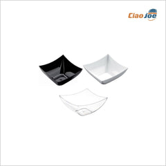 Coppetta Quadrata 90 cc – 75x75 mm, Bianca/Nera/Trasparente per Finger Food e Buffet 25 pz - Ciao Joe