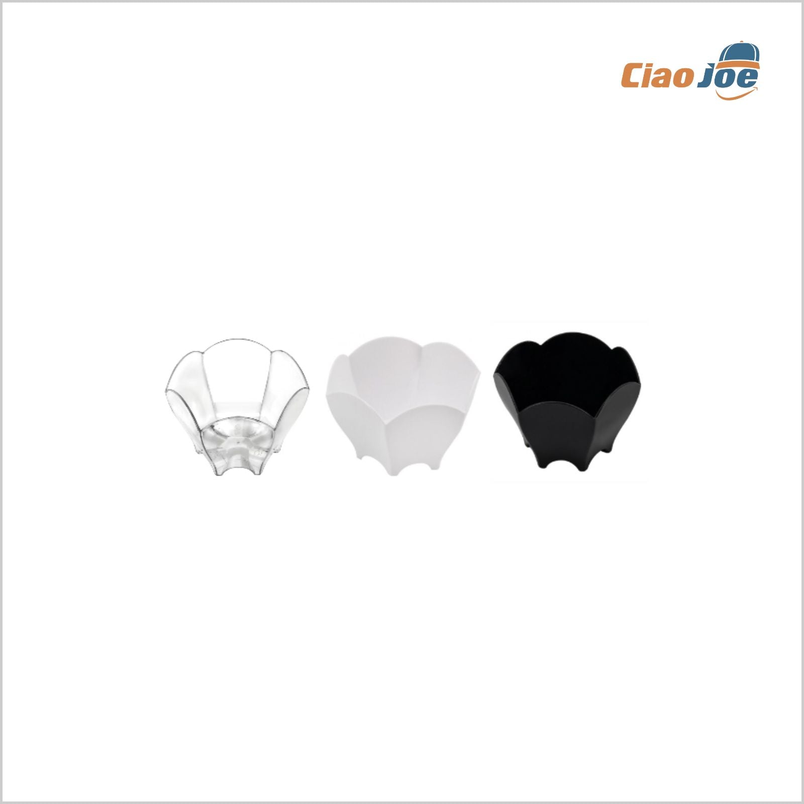 Coppetta Tulipano 70 cc – 70x63 mm, Bianca/Nera/Trasparente per Finger Food e Dessert Eleganti 25 pz - Ciao Joe