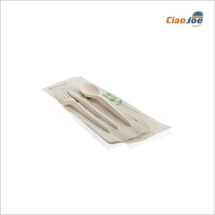 Set Posate BIO TRIS – Forchetta + Cucchiaio + Coltello + Tovagliolo 100 pz - Ciao Joe