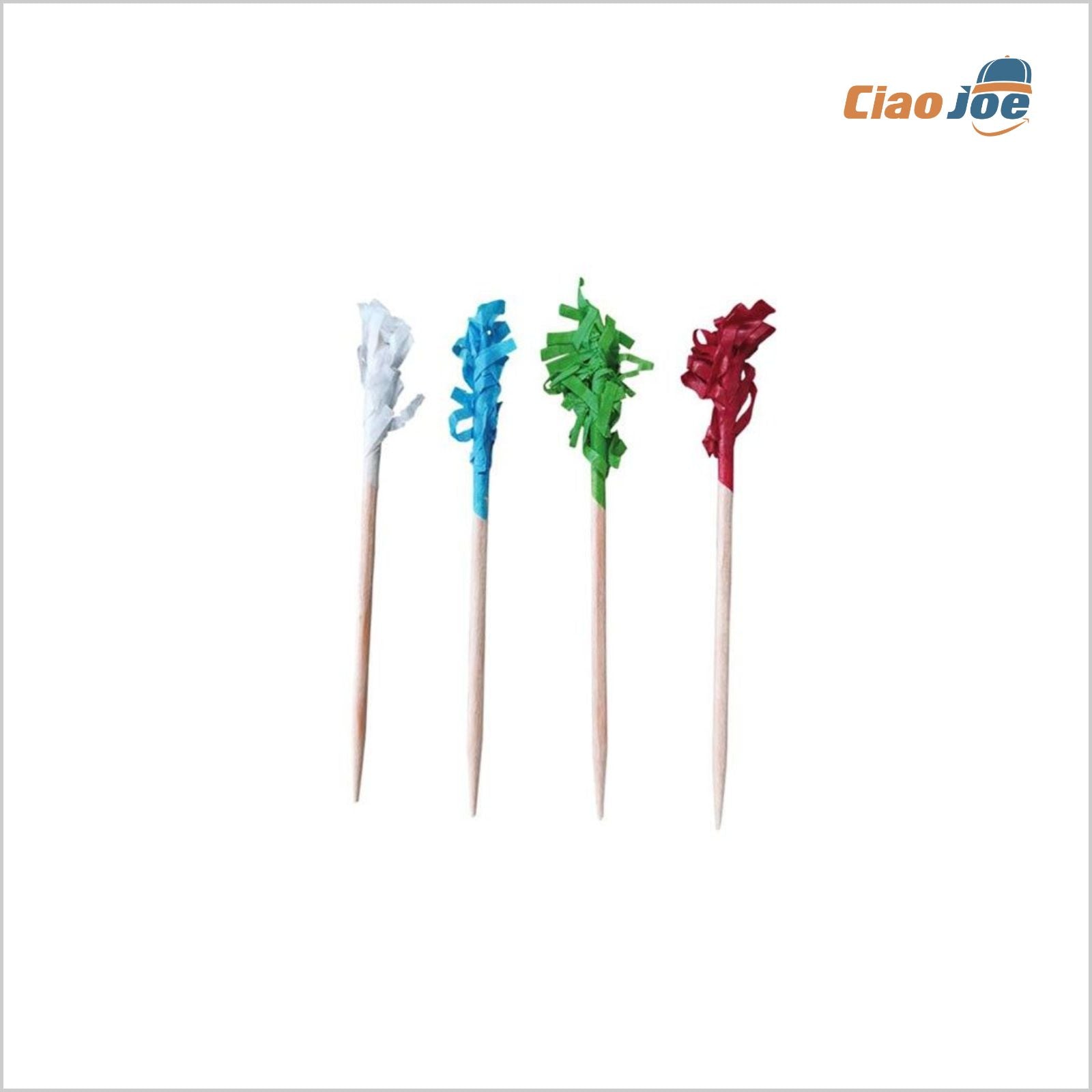 Spilloncini con Ciuffetto in Legno – 1000 pz, Colori Assortiti per Aperitivi e Finger Food - Ciao Joe