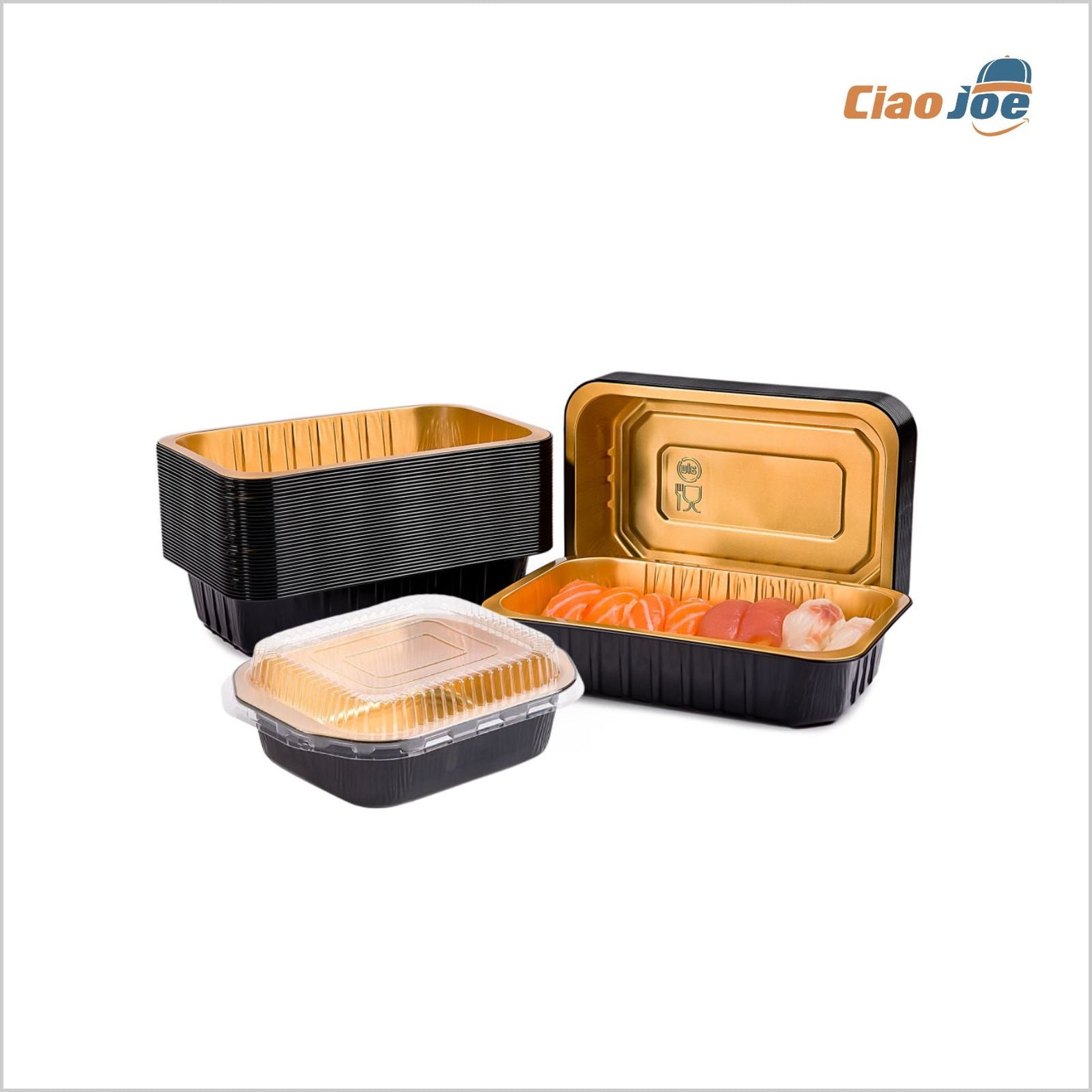 Contenitori Alimenti In Alluminio Grandi 9x9 NO9 Con Coperchio - Per Cottura E Asporto