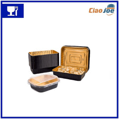 Vaschette Alluminio Eclipse Nere e Oro – 50 pz Asporto - Ciao Joe
